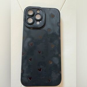 Source Unknown Black Phone Case with Subtle Heart Cutouts
